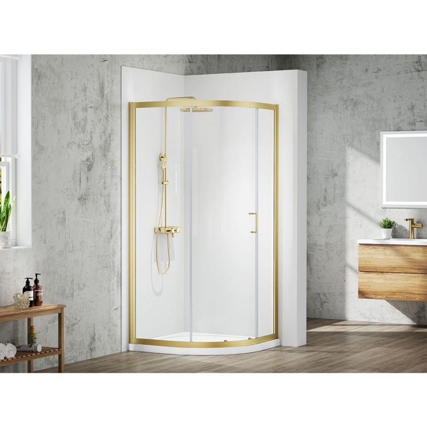 Merlyn Mbox 1000x800 Brass Offset Quadrant | Sanctuary Bathrooms